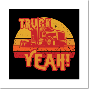 Truck Yeah! Trashy Trucker Vintage Sunset Posters and Art